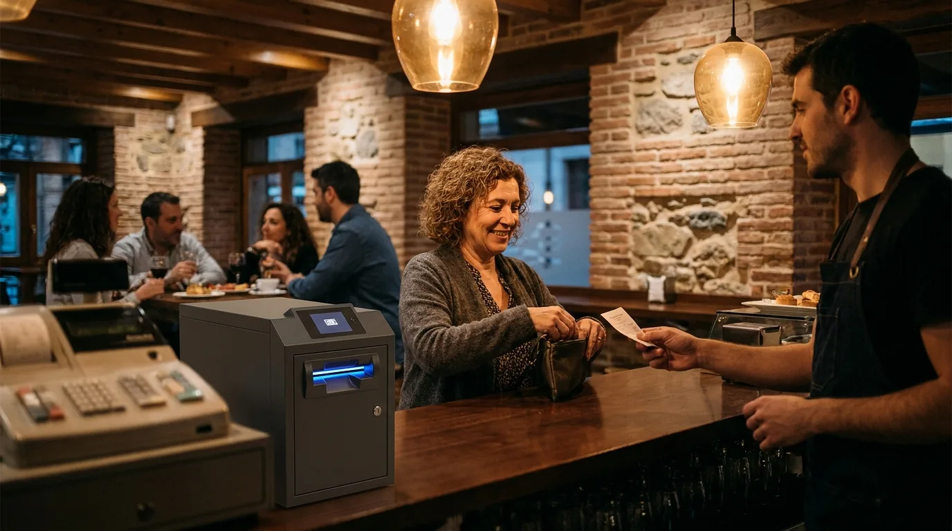 Negocio con el cajón inteligente CashDro integrado en el mostrador